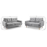 Fabric 3 + 2 Seater Sofa Set With Solid Wood Legs - Aurora