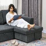 Fabric 3 Seater L Shape Sofa Bed With Storage - Velmora