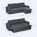 Fabric 3 Seater L Shape Sofa Bed With Storage - Velmora