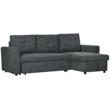 Fabric 3 Seater L Shape Sofa Bed With Storage - Velmora
