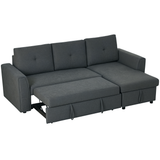 Fabric 3 Seater L Shape Sofa Bed With Storage - Velmora