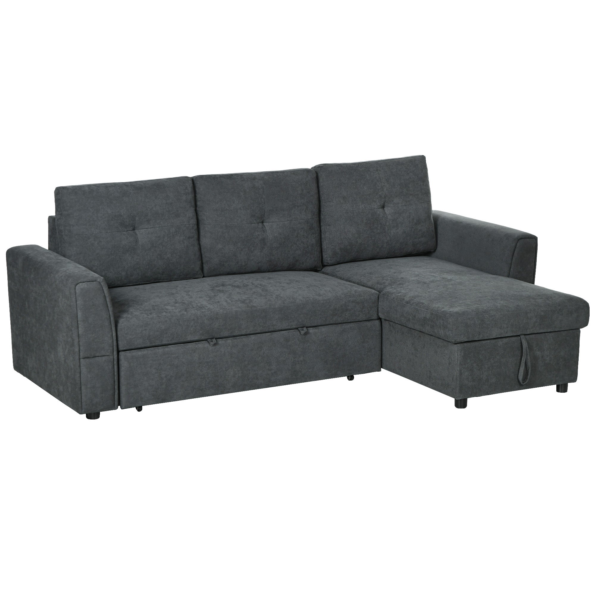 Fabric 3 Seater L Shape Sofa Bed With Storage - Velmora
