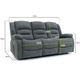 Fabric 3 Seater Sofa Electric Recliner - Alva