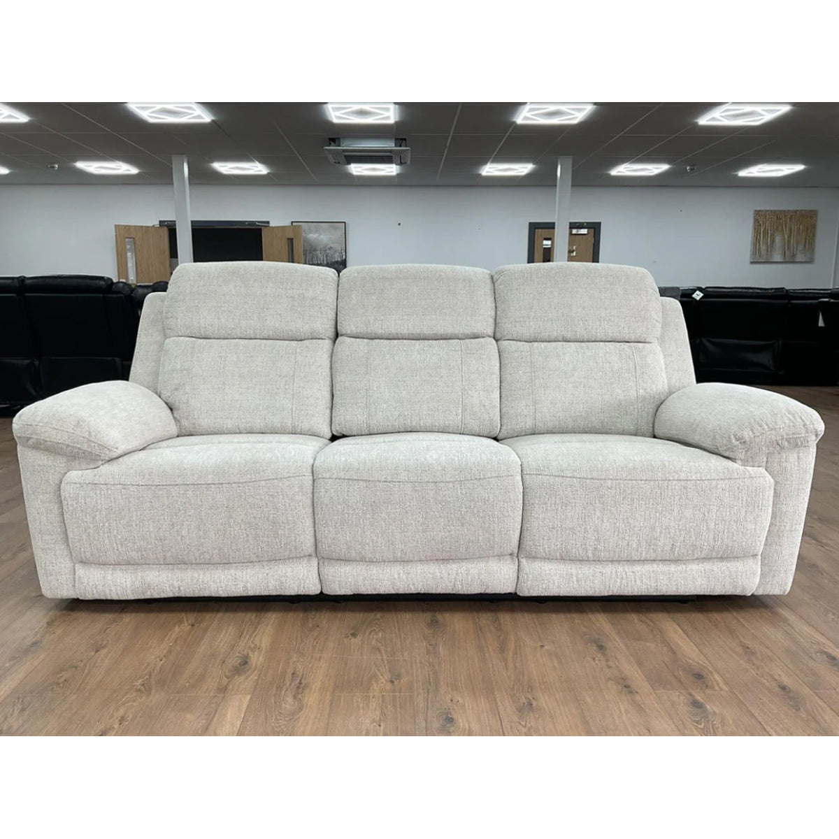 Fabric 3 Seater Sofa Electric Recliner Beige - Owen