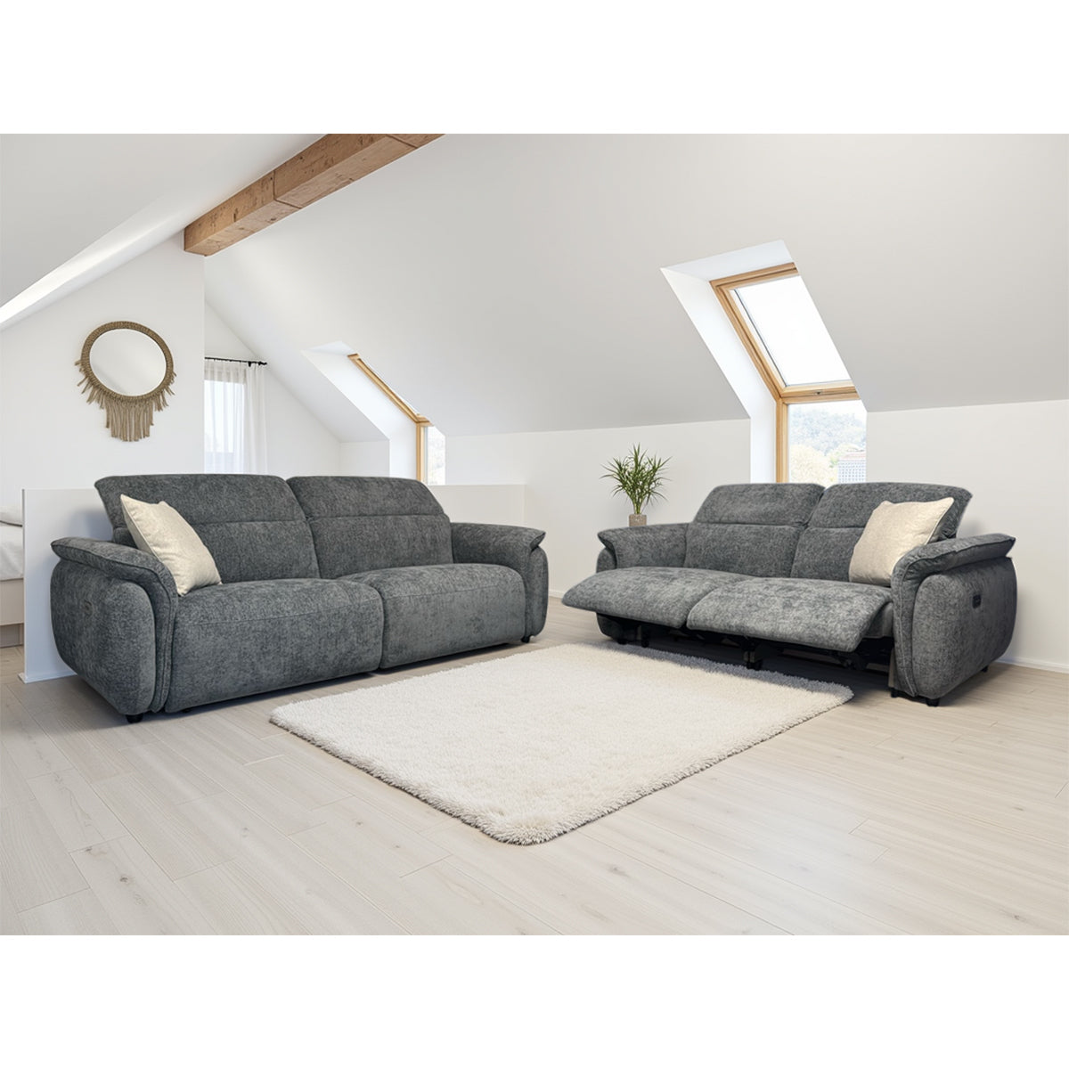 Fabric 3 Seater Sofa Electric Recliner - Chelsea