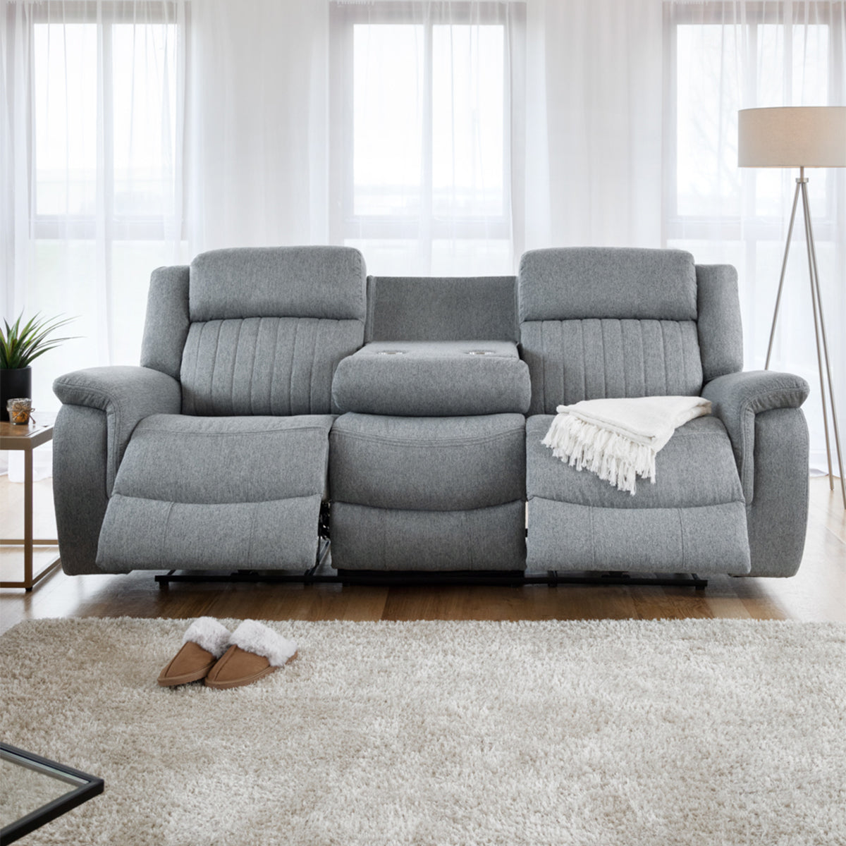 Fabric 3 Seater Sofa Electric Recliner - Linden