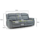 Fabric 3 Seater Sofa Electric Recliner - Linden