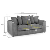 Fabric 3 Seater Sofa - Harley Jumbo