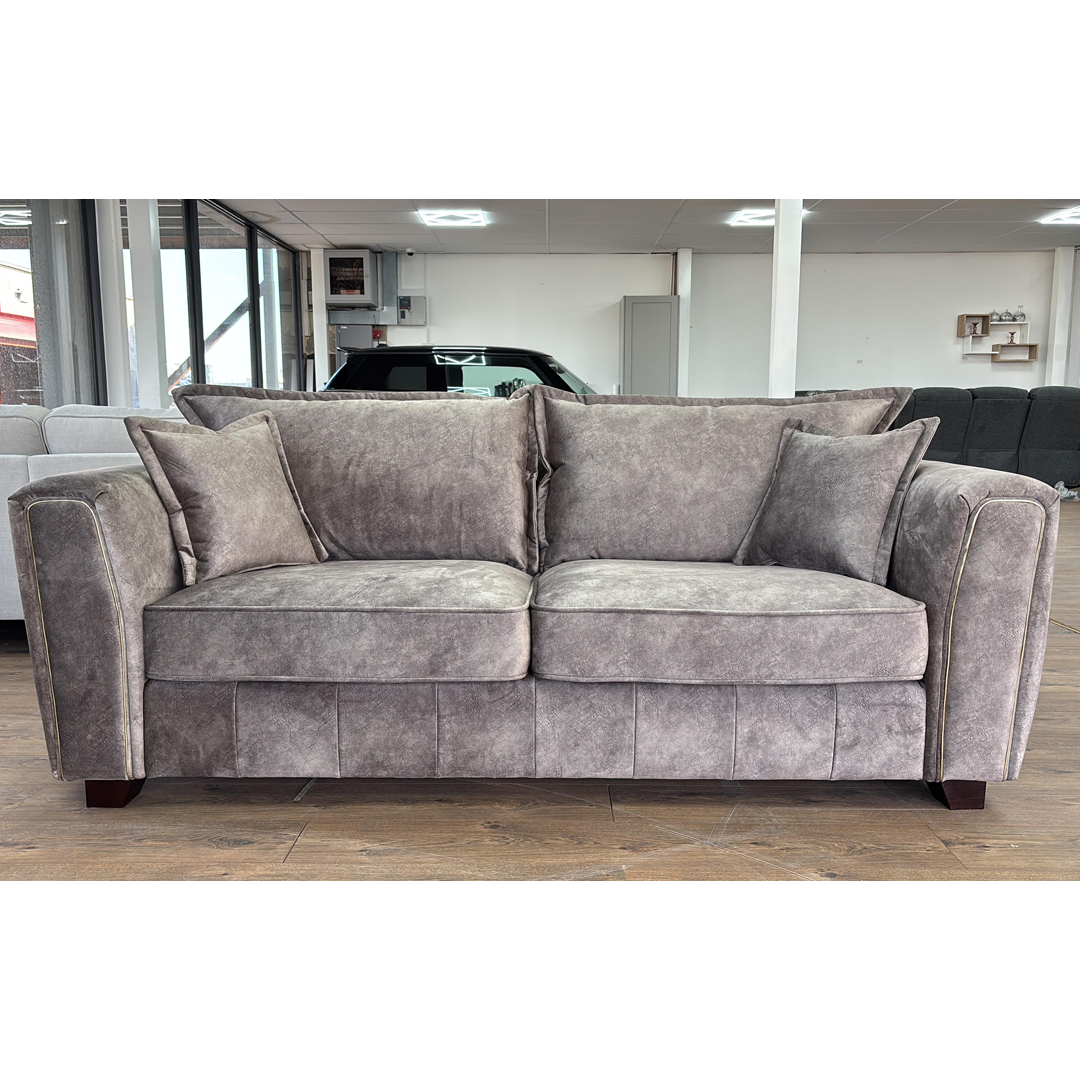 Fabric 3 Seater Sofa With Metal Trim on Arms - Serena