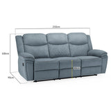 Fabric 3 Seater Sofa Recliner - Myra