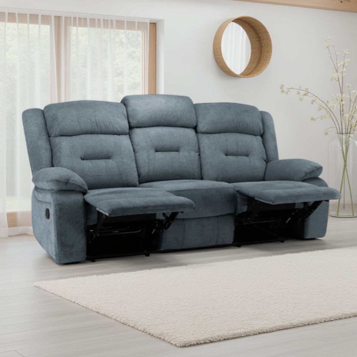Fabric 3 Seater Sofa Recliner - Novie