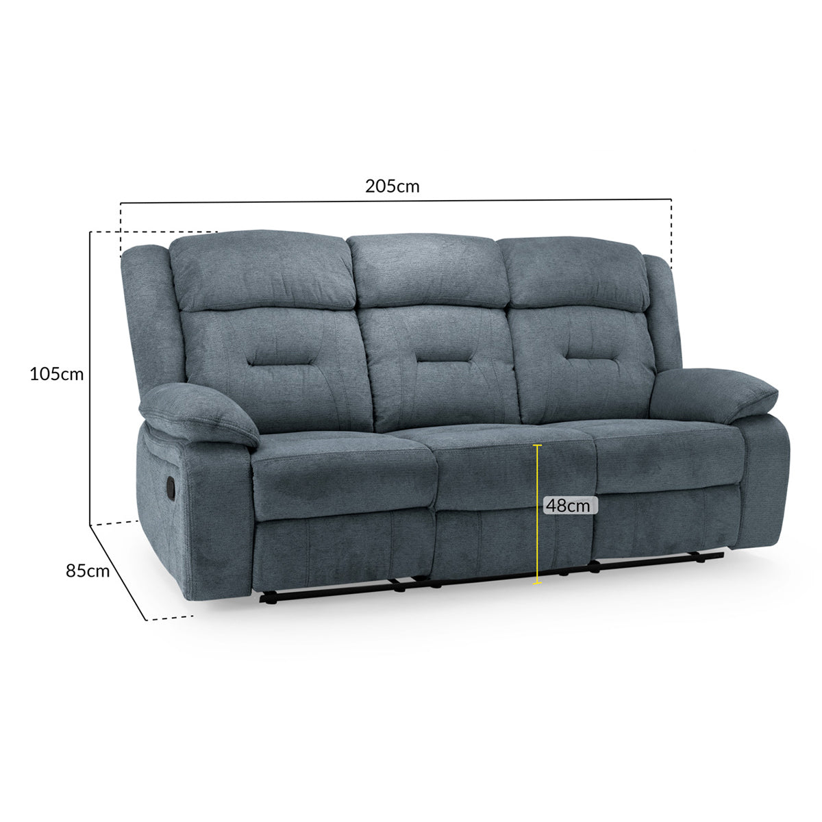Fabric 3 Seater Sofa Recliner - Novie
