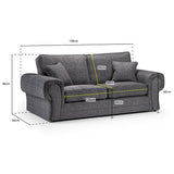 Fabric 3 Seater Sofa - Wilcot