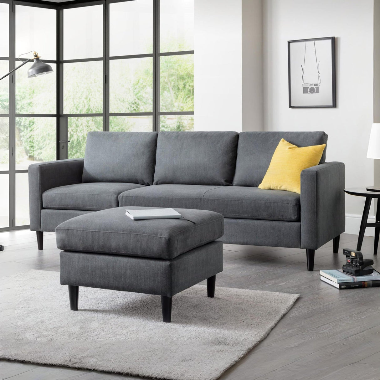 Fabric 3 Seater Sofa With Ottoman - Marant