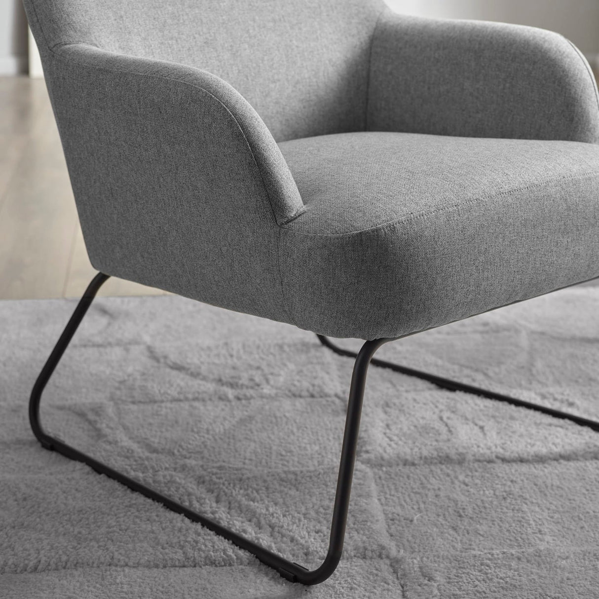 Fabric Accent Chair With Black Frame - Davos