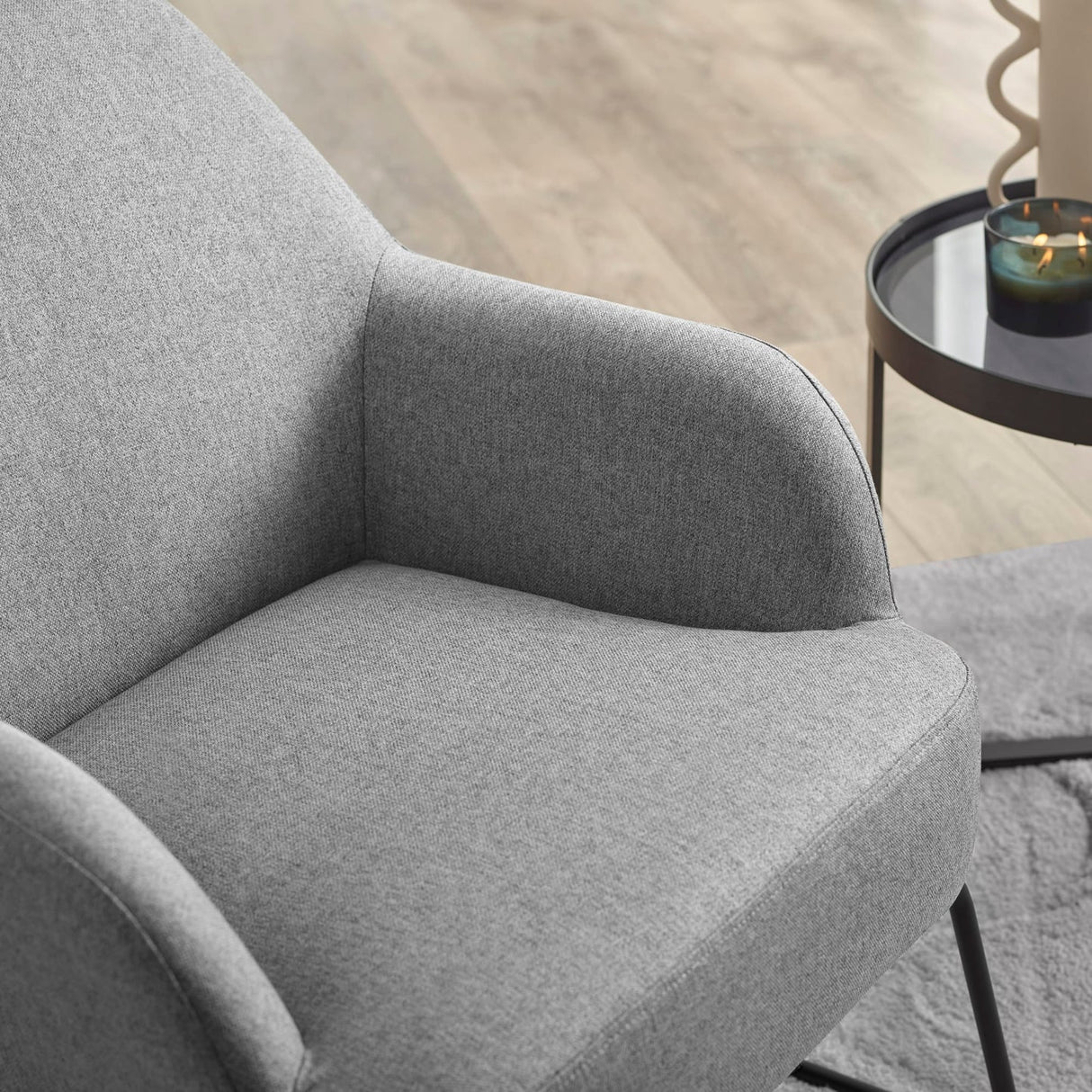 Fabric Accent Chair With Black Frame - Davos