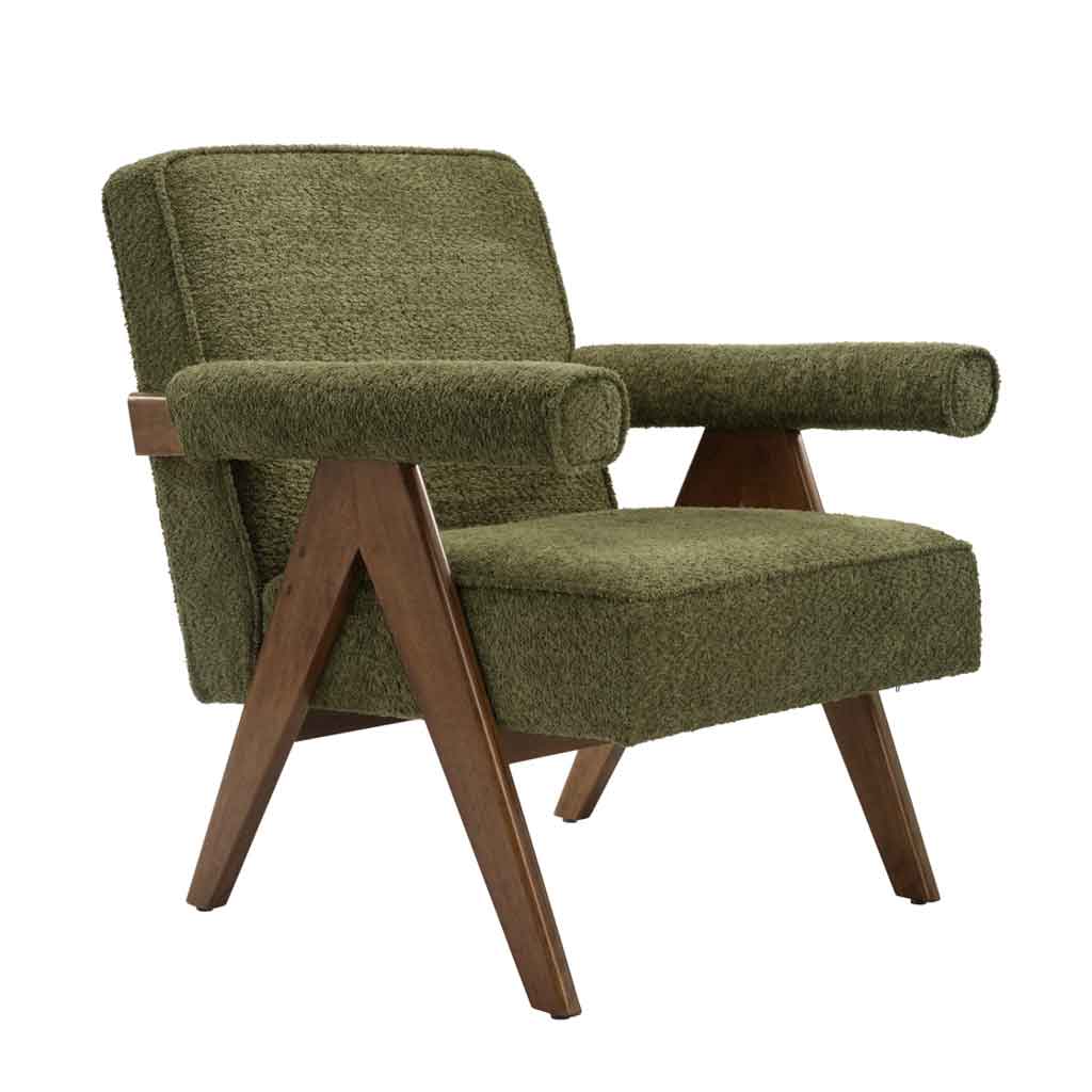 Fabric Accent Chair With Walnut Frame - Ember