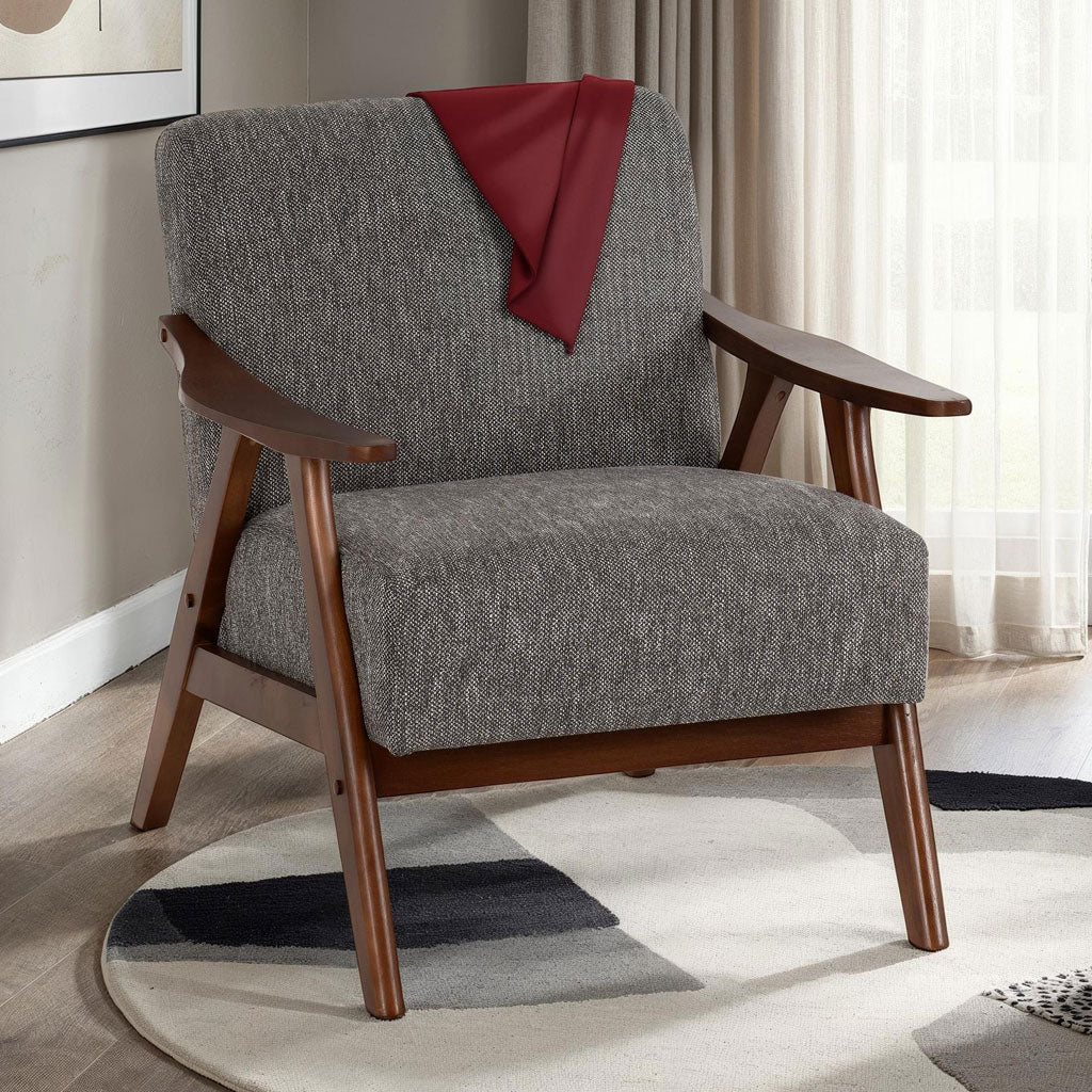 Fabric Accent Chair With Wooden Frame - Kendra