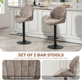 Fabric Adjustable Height Swivel Bar Stools Set Of 2 - Velmora