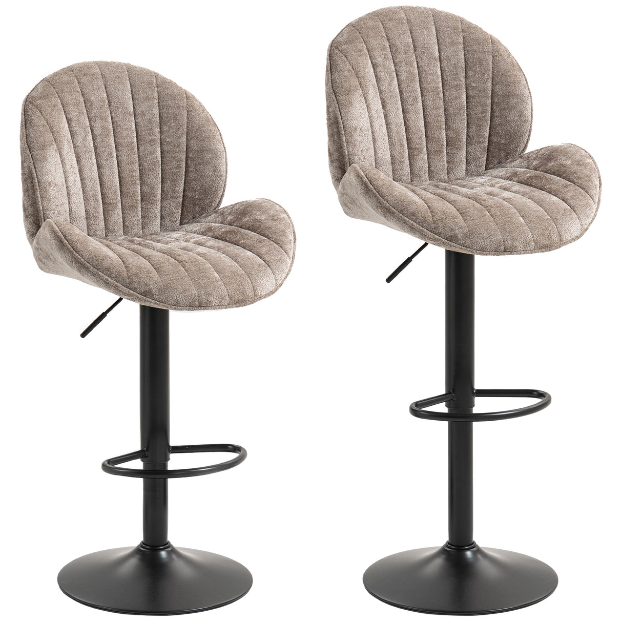 Fabric Adjustable Height Swivel Bar Stools Set Of 2 - Velmora