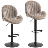Fabric Adjustable Height Swivel Bar Stools Set Of 2 - Velmora