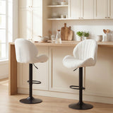Fabric Adjustable Height Swivel Bar Stools Set Of 2 - Velmora