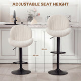 Fabric Adjustable Height Swivel Bar Stools Set Of 2 - Velmora