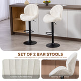 Fabric Adjustable Height Swivel Bar Stools Set Of 2 - Velmora