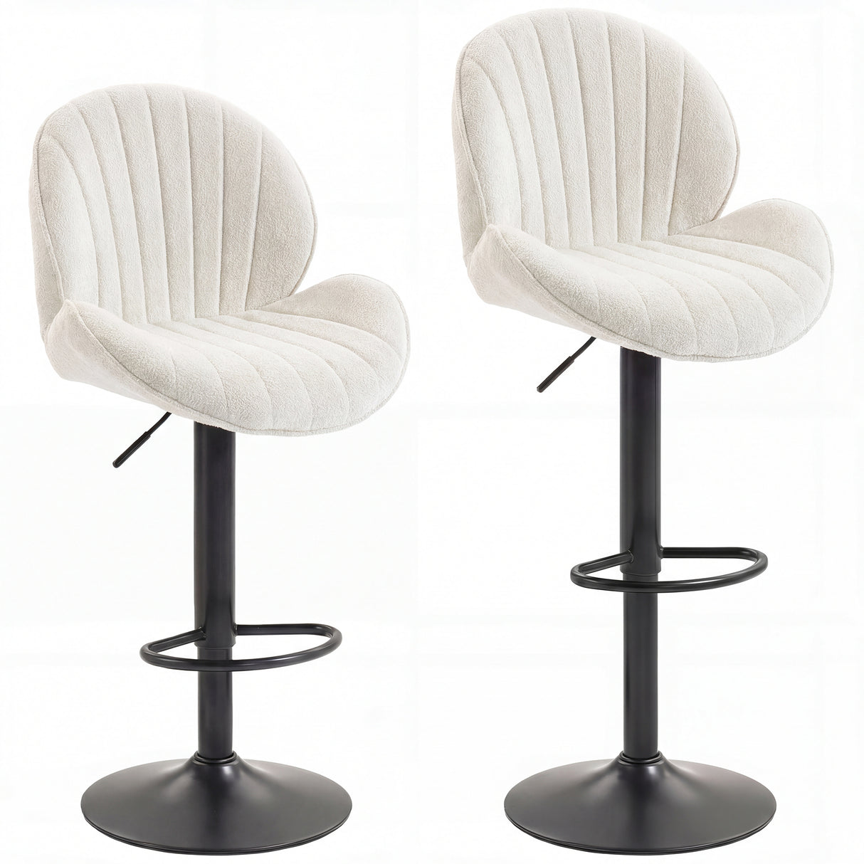 Fabric Adjustable Height Swivel Bar Stools Set Of 2 - Velmora