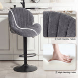Fabric Adjustable Height Swivel Bar Stools Set Of 2 - Velmora