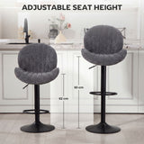 Fabric Adjustable Height Swivel Bar Stools Set Of 2 - Velmora