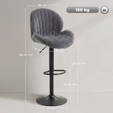 Fabric Adjustable Height Swivel Bar Stools Set Of 2 - Velmora