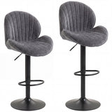 Fabric Adjustable Height Swivel Bar Stools Set Of 2 - Velmora
