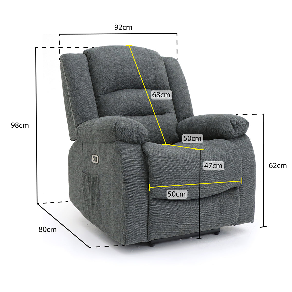 Fabric Armchair Electric Recliner - Alva