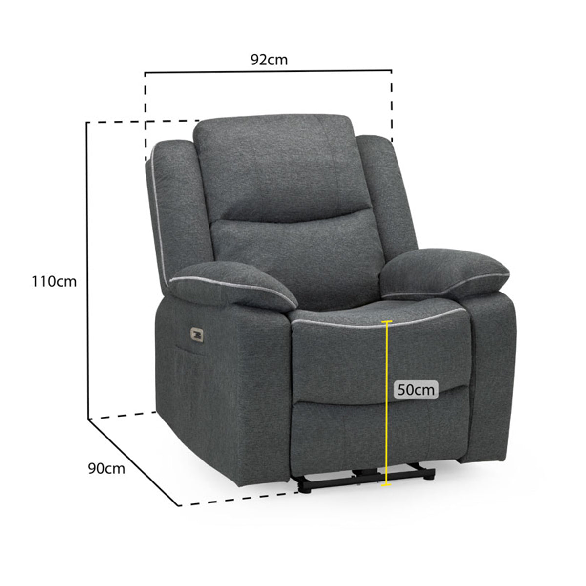 Fabric Armchair Electric Recliner - Harald