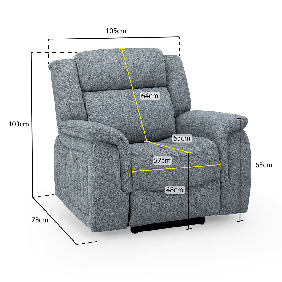 Fabric Armchair Electric Recliner - Linden