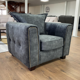 Fabric Armchair With Metal Trim on Arms - Serena