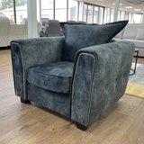 Fabric Armchair With Metal Trim on Arms - Serena