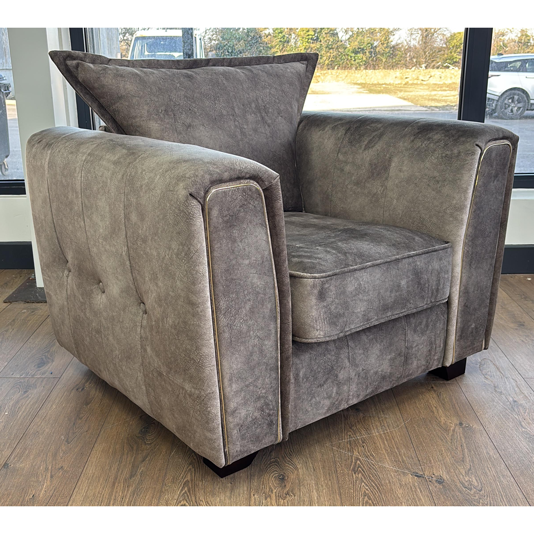 Fabric Armchair With Metal Trim on Arms - Serena