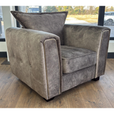 Fabric Armchair With Metal Trim on Arms - Serena
