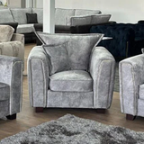 Fabric Armchair With Metal Trim on Arms - Serena