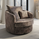 Fabric Armchair Swivel With Metal Trim on Arms - Serena