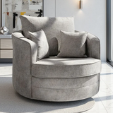 Fabric Armchair Swivel With Metal Trim on Arms - Serena