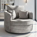 Fabric Armchair Swivel With Metal Trim on Arms - Serena