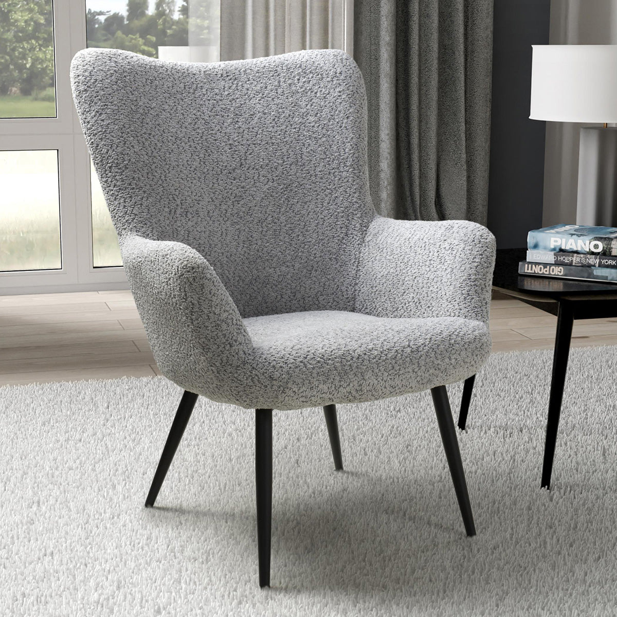 Fabric Armchair in Textured Chenille Effect - Bordeaux