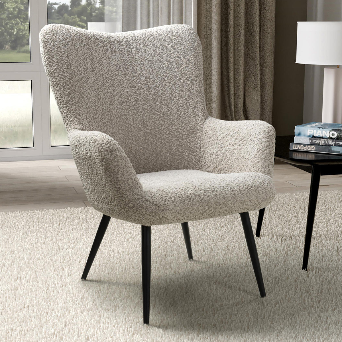 Fabric Armchair in Textured Chenille Effect - Bordeaux
