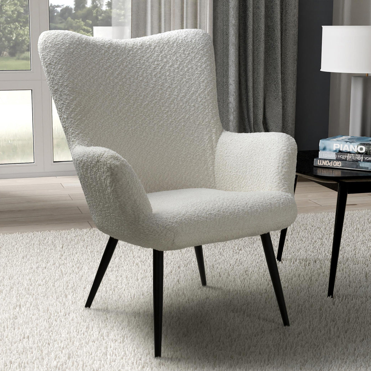 Fabric Armchair in Textured Chenille Effect - Bordeaux