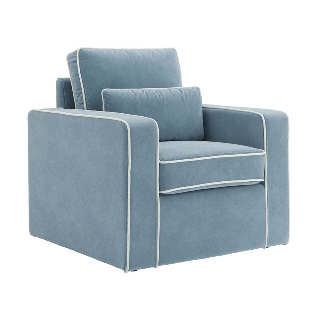 Fabric Armchair With Ivory Piping - Diego