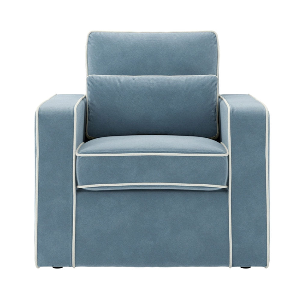 Fabric Armchair With Ivory Piping - Diego