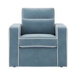 Fabric Armchair With Ivory Piping - Diego